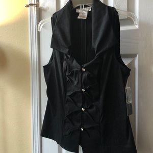 Black dressy top with rhinestone buttons
